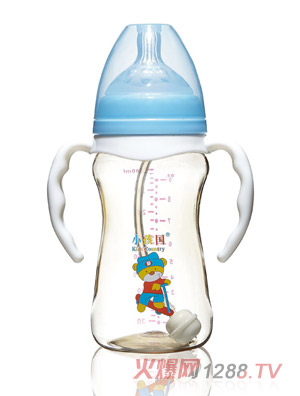 小孩國寬口修身自動PPSU奶瓶藍(lán)色280ML