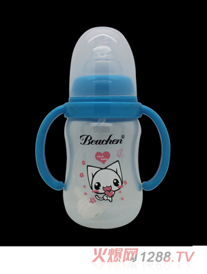 貝臣120ml 標(biāo)口PP帶手柄自動吸奶瓶