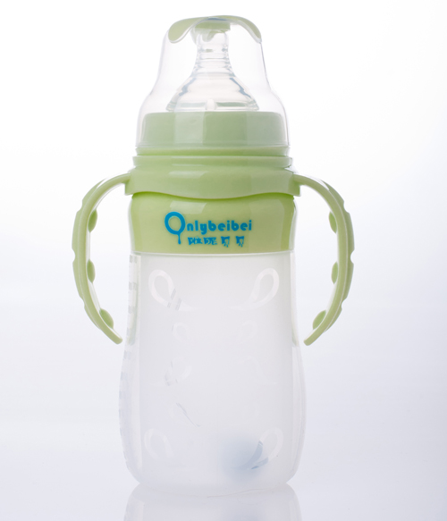唯昵貝貝寬口硅膠奶瓶300ml綠色